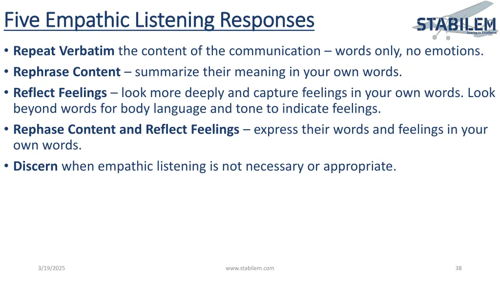 five empathic listening responses five empathic