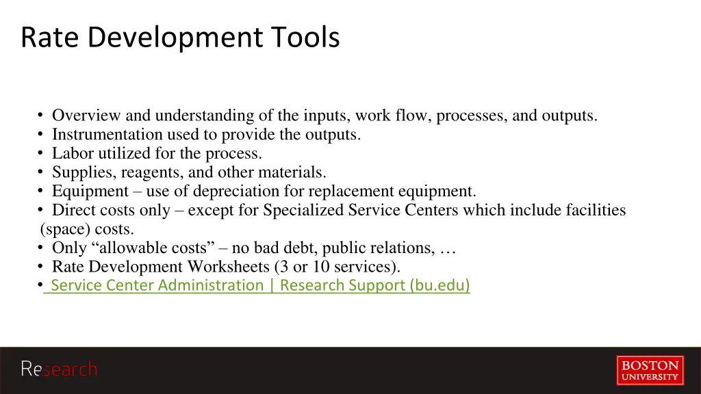 rate development tools