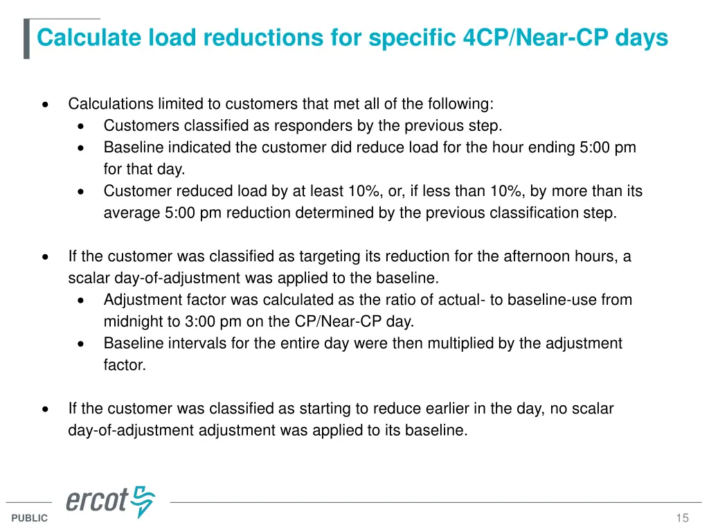 calculate load reductions for specific 4cp near