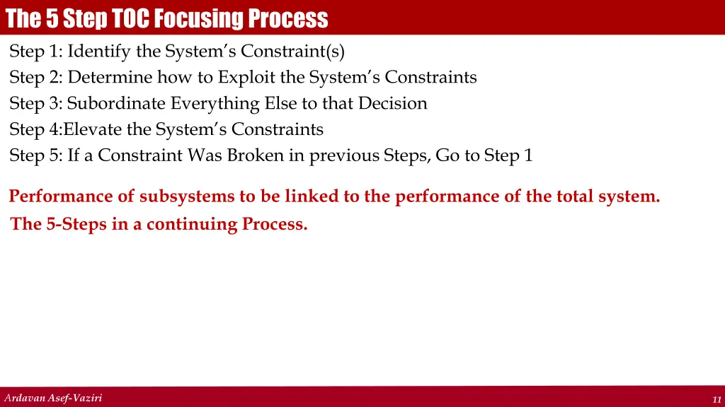 the 5 step toc focusing process step 1 identify