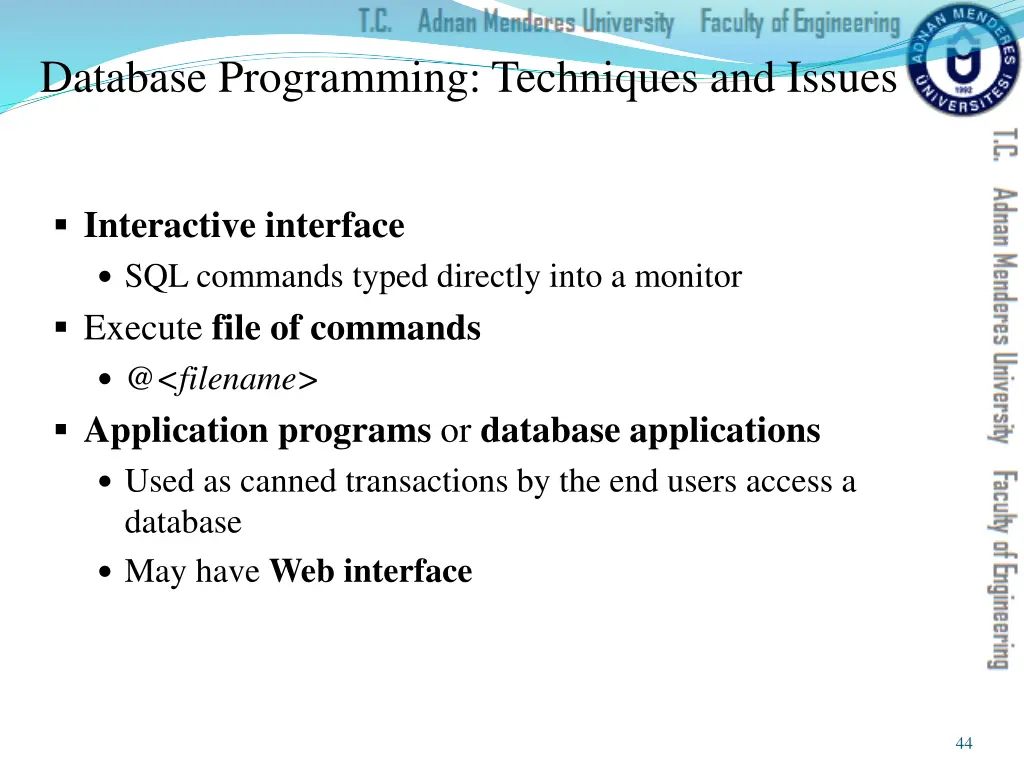 database programming techniques and issues