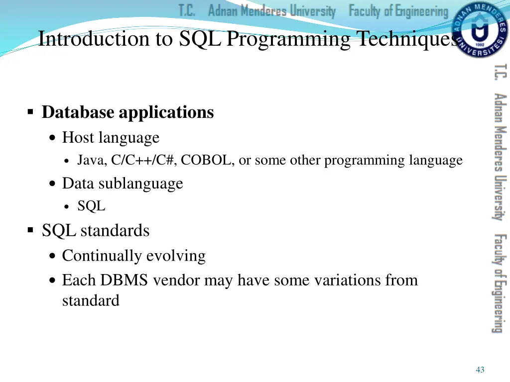 introduction to sql programming techniques