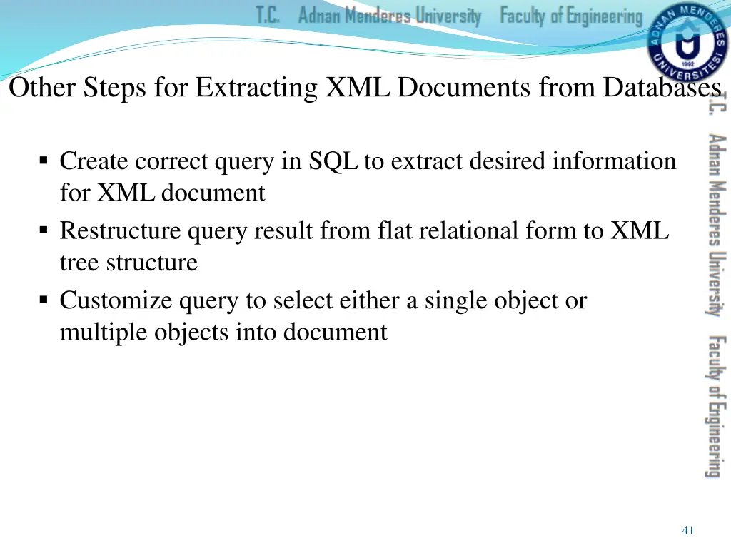 other steps for extracting xml documents from