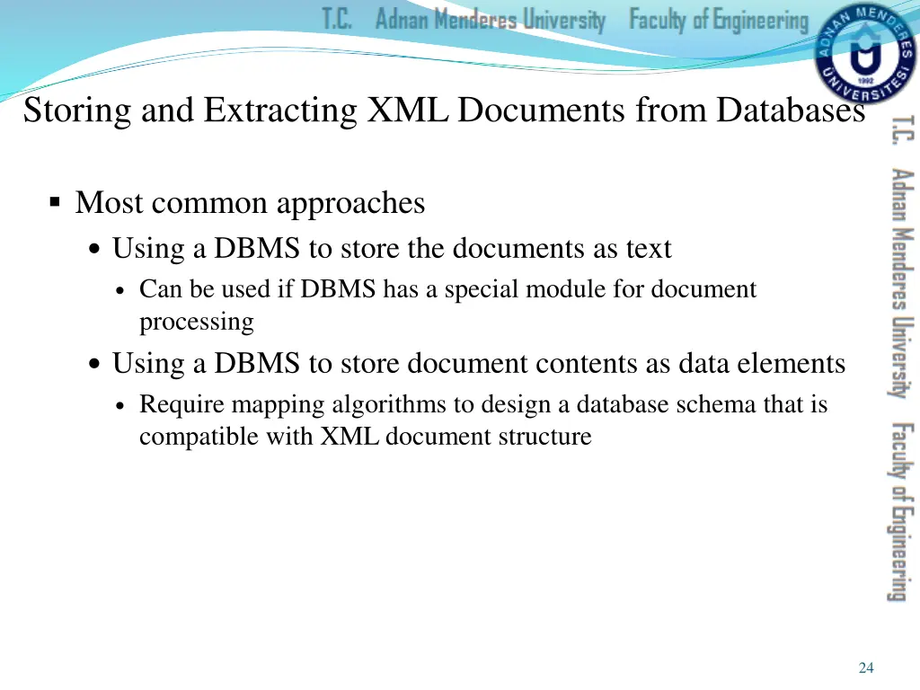 storing and extracting xml documents from