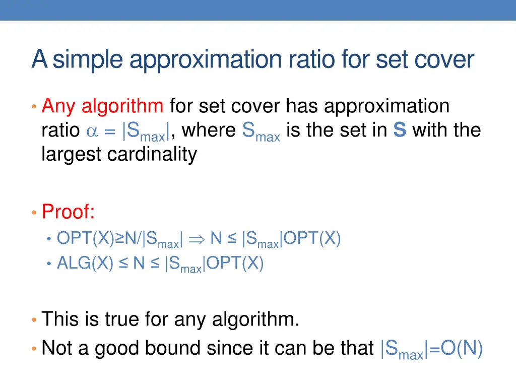 a simple approximation ratio for set cover