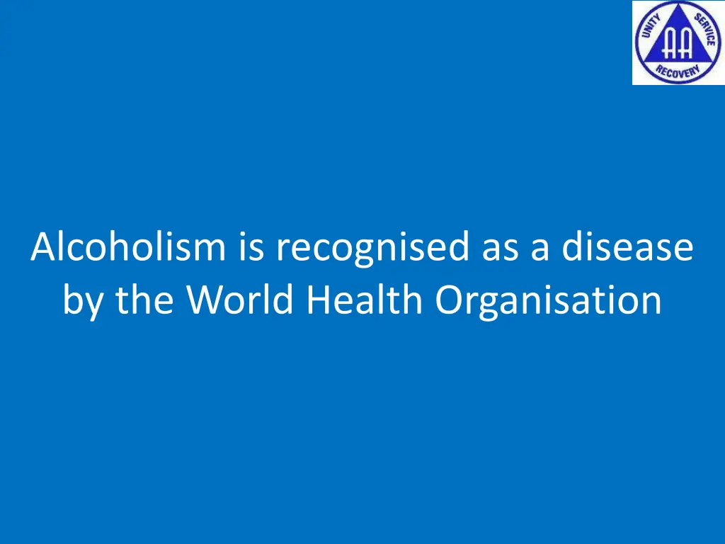 alcoholism is recognised as a disease