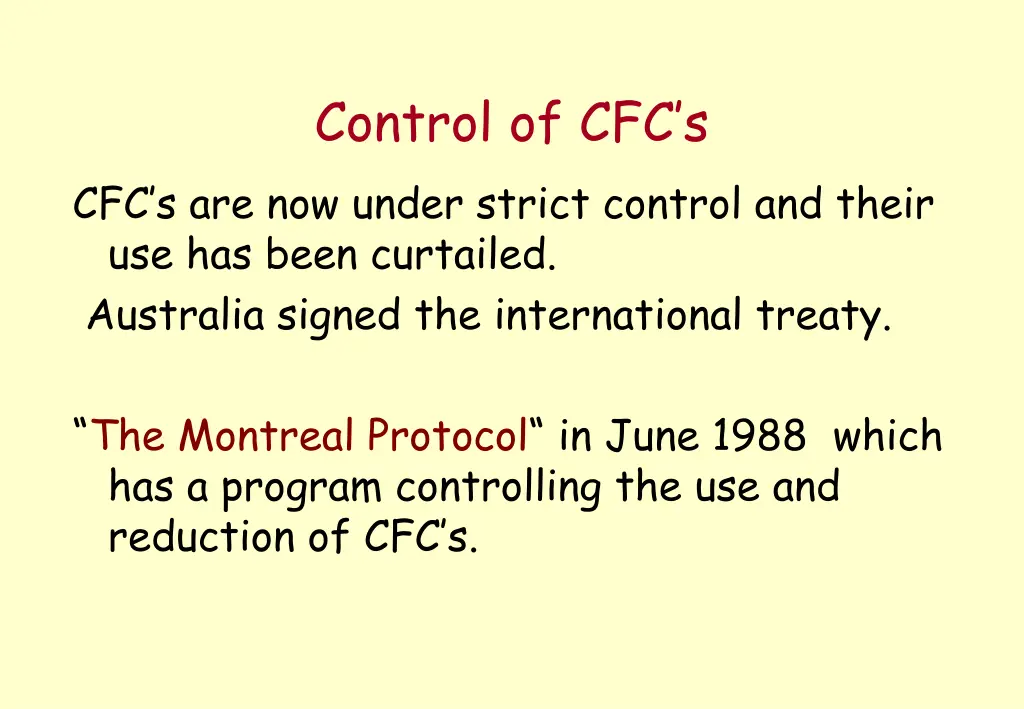 control of cfc s