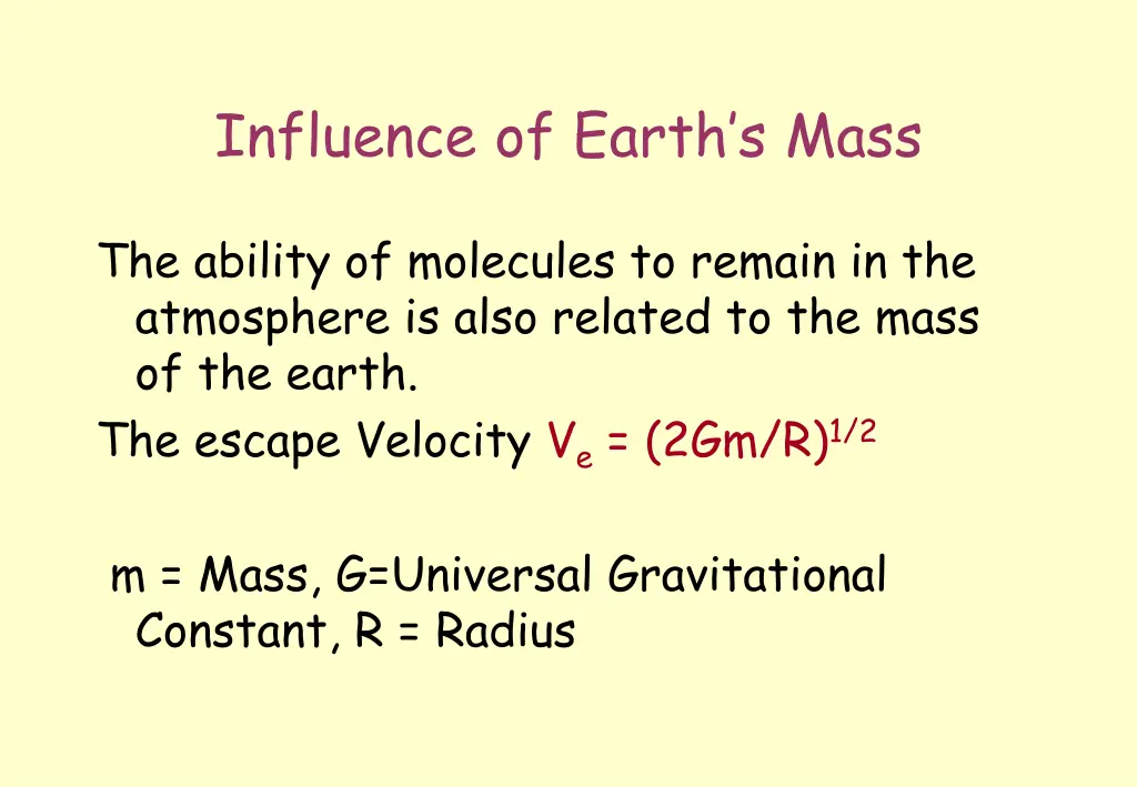 influence of earth s mass