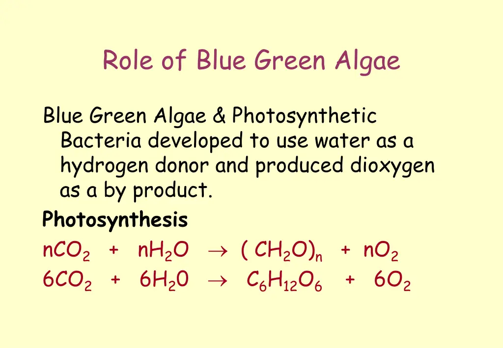 role of blue green algae