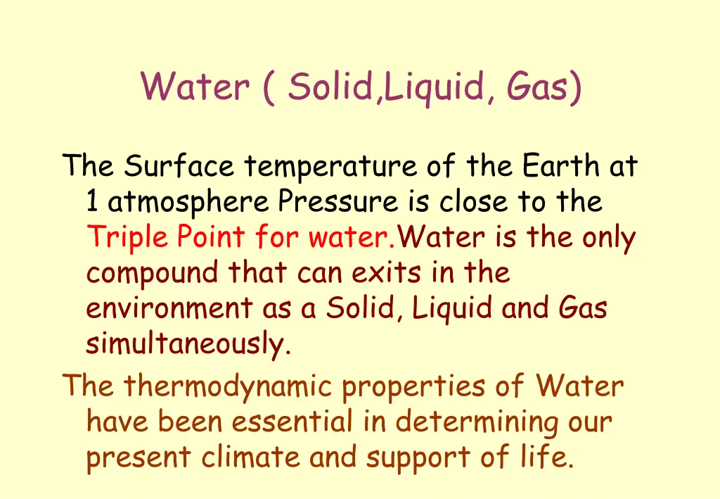 water solid liquid gas