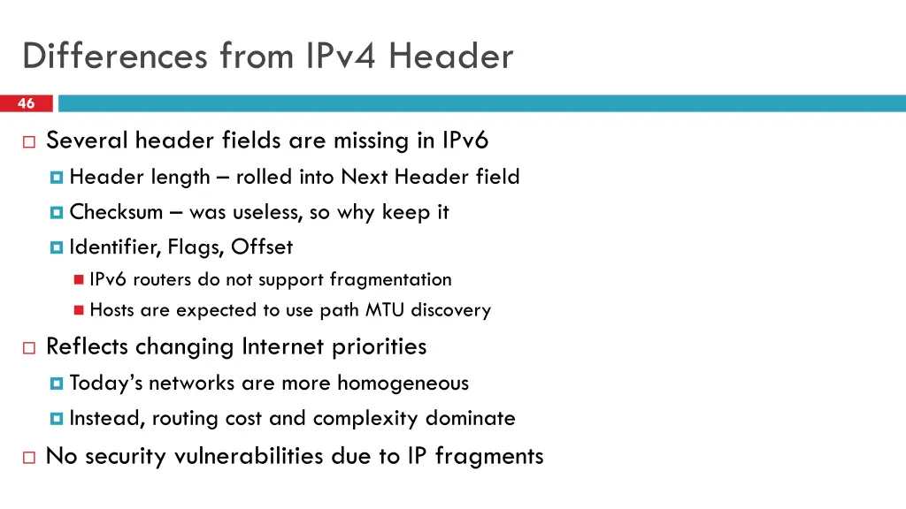 differences from ipv4 header