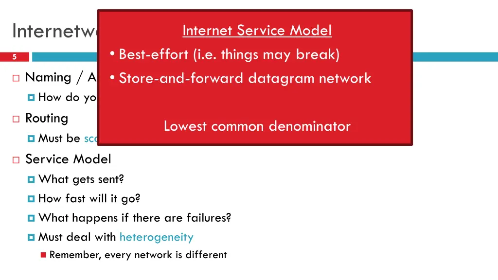 internetworking issues best effort i e things