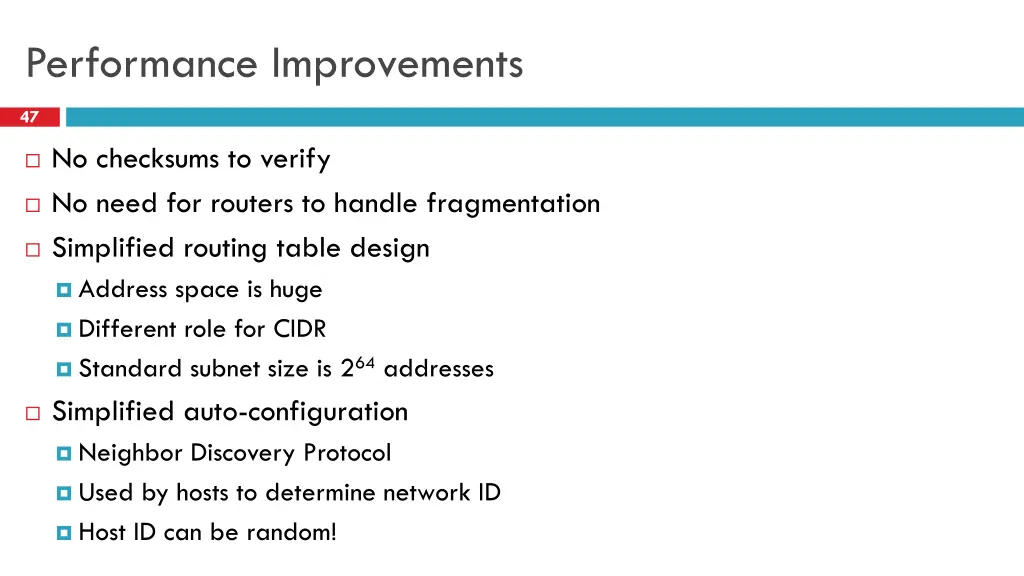performance improvements