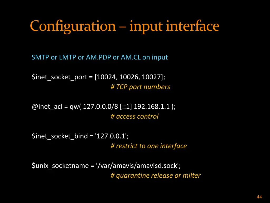 configuration input interface