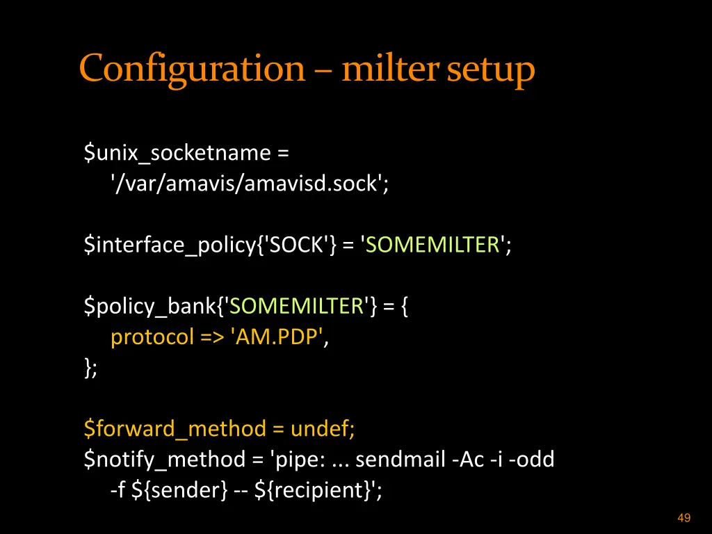 configuration milter setup