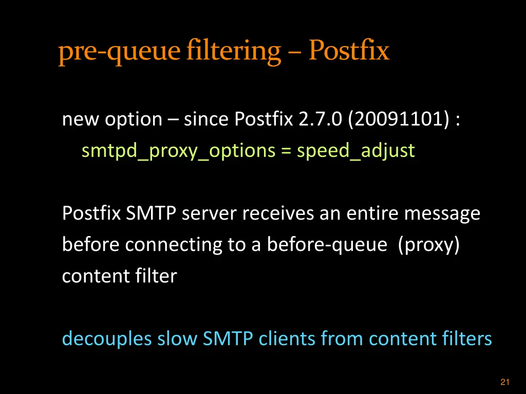pre queue filtering postfix