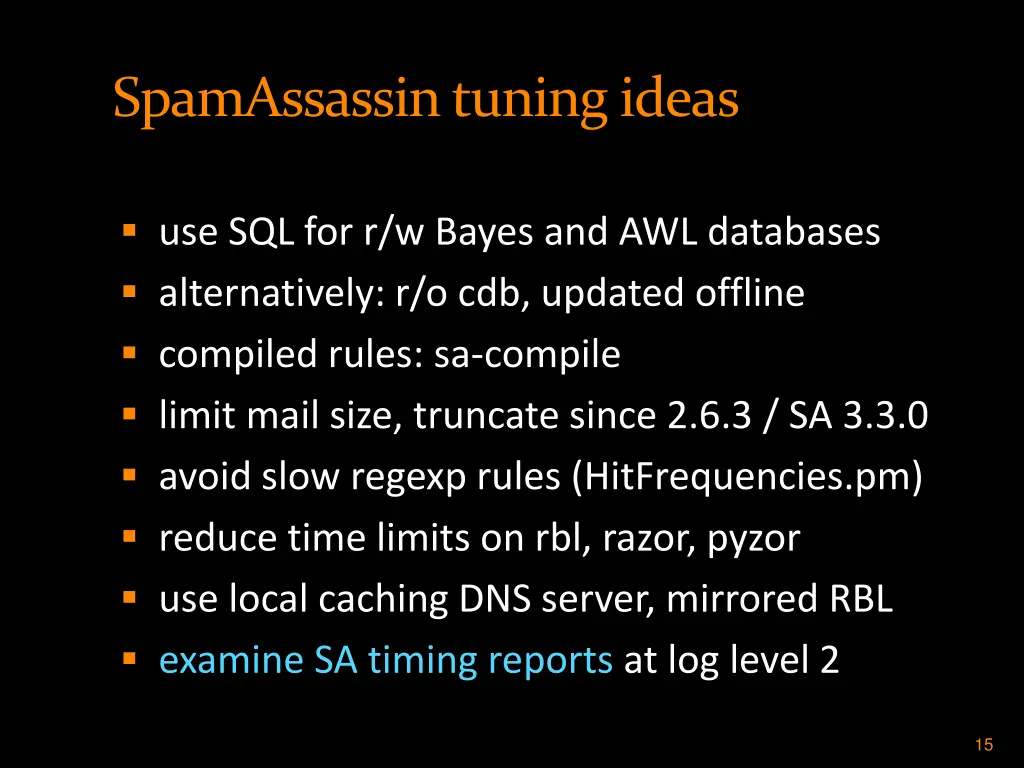 spamassassin tuning ideas