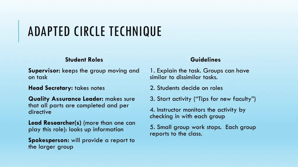 adapted circle technique