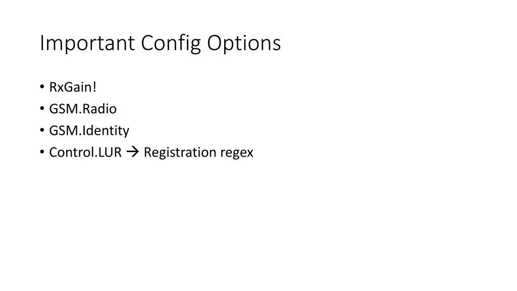 important config options