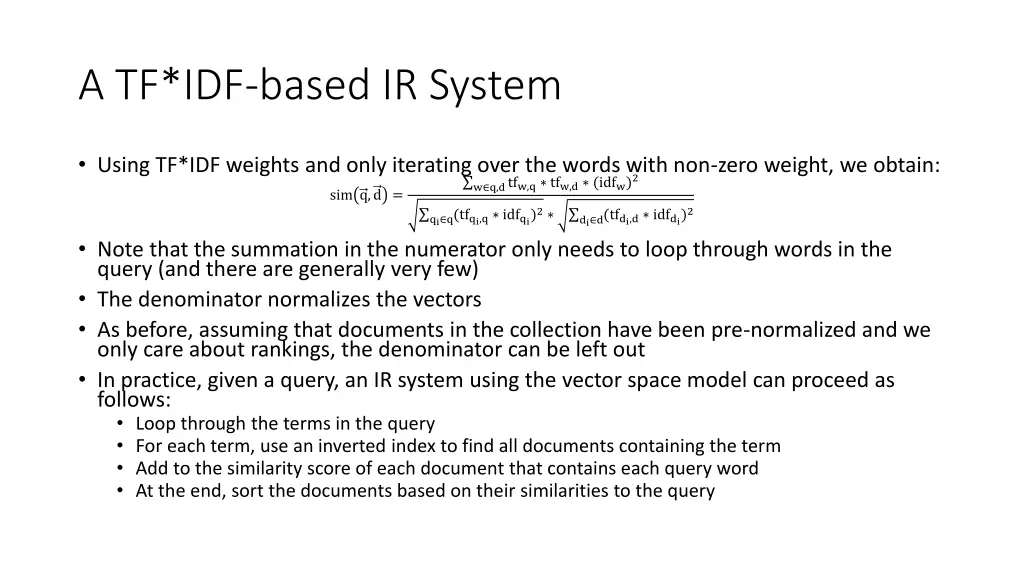 a tf idf based ir system