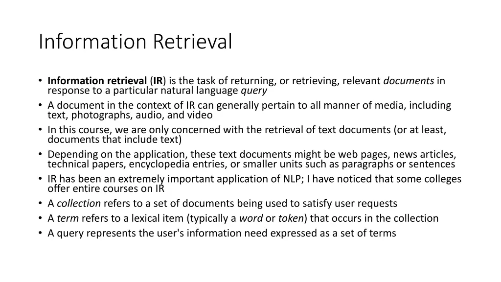 information retrieval