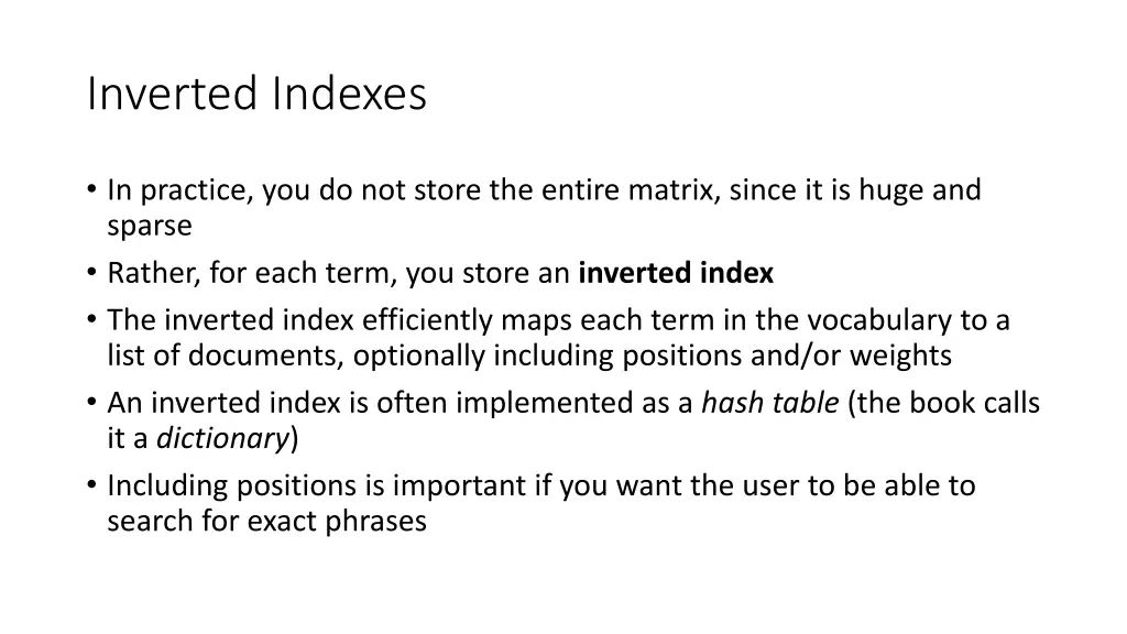 inverted indexes