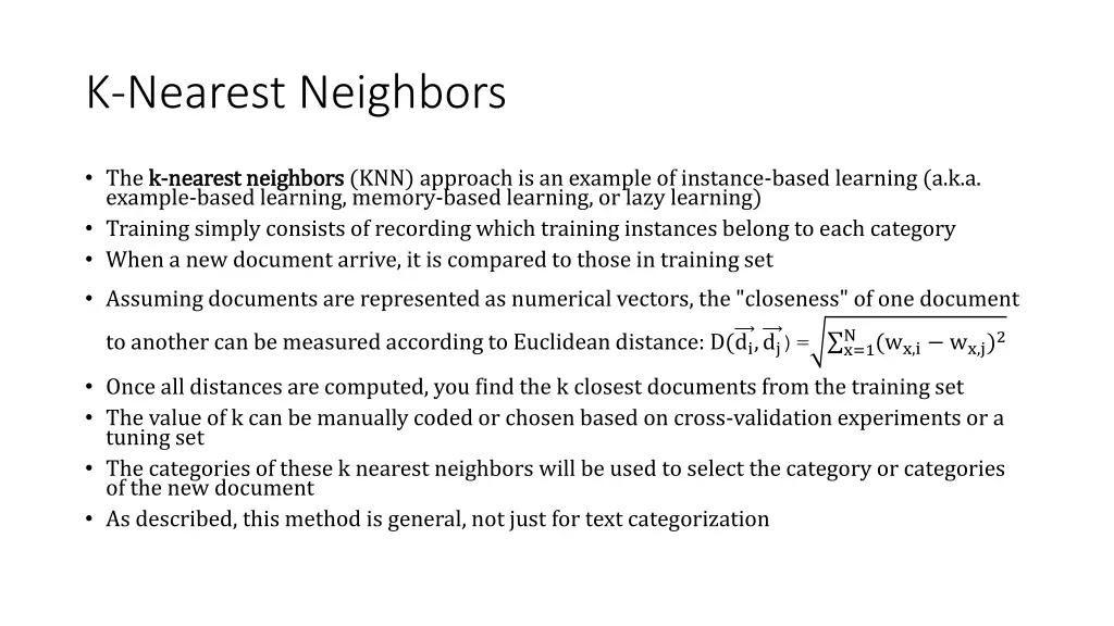 k nearest neighbors