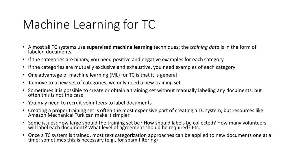 machine learning for tc