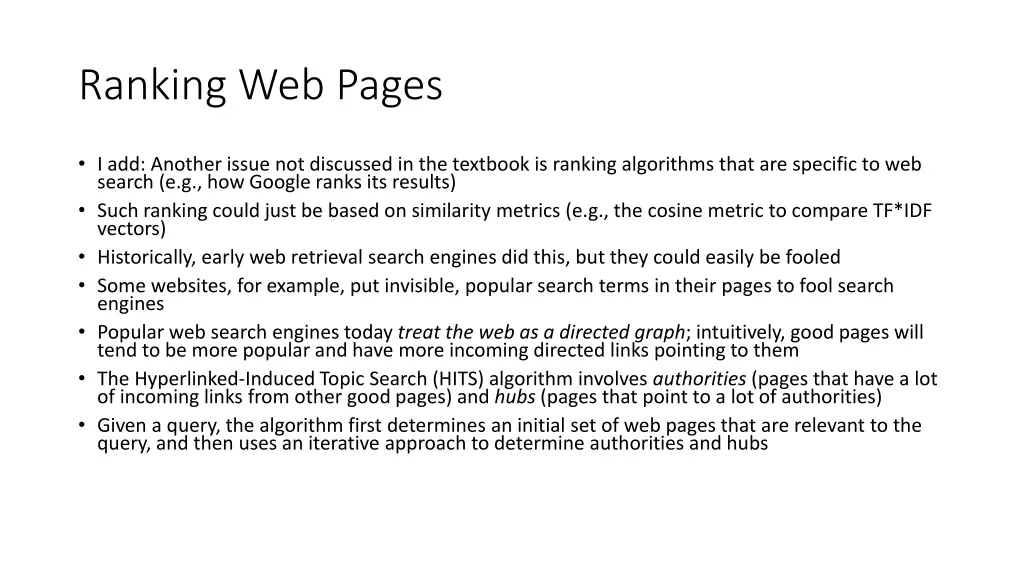 ranking web pages