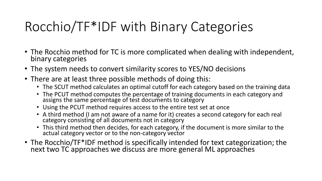 rocchio tf idf with binary categories