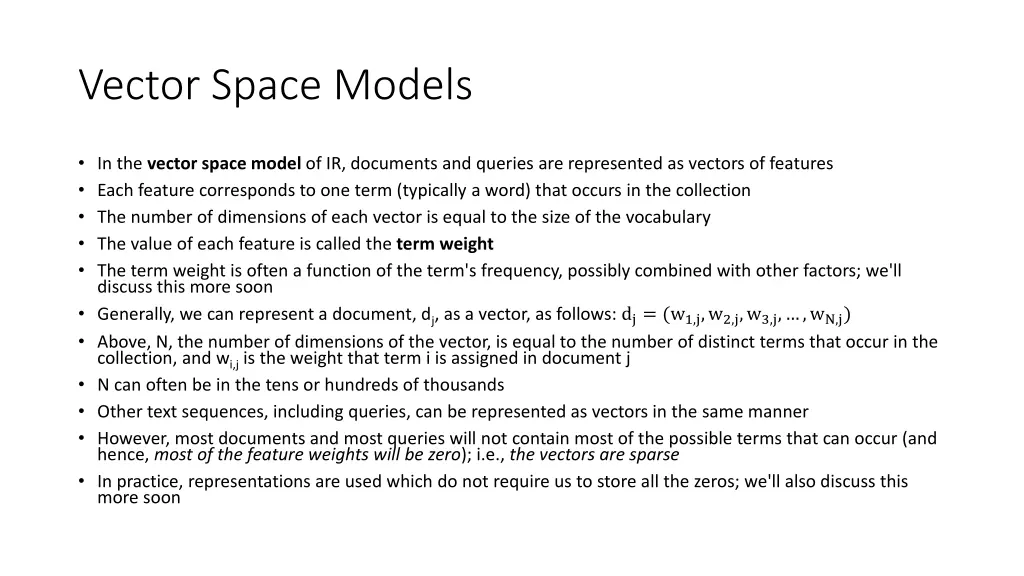 vector space models