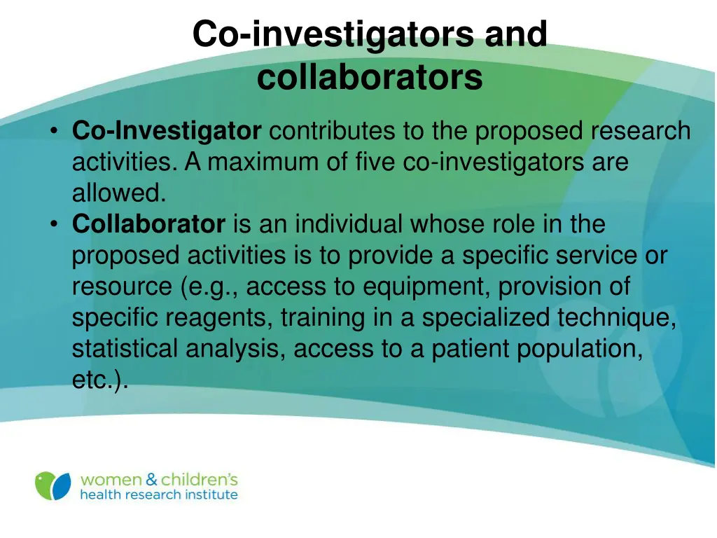 co investigators and collaborators