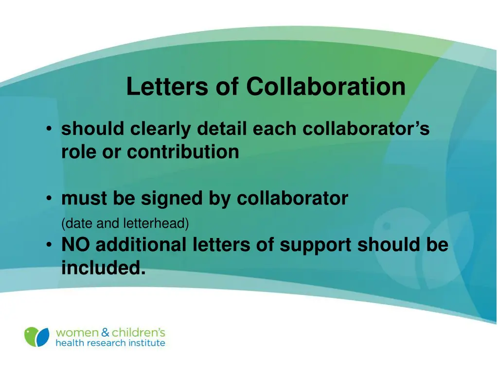 letters of collaboration