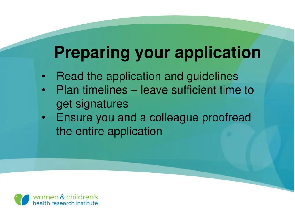 preparing your application