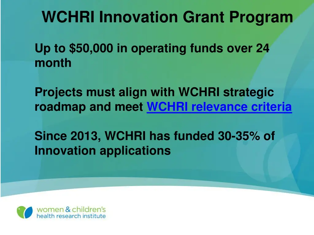 wchri innovation grant program