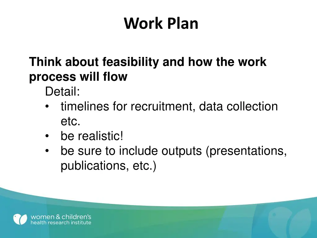 work plan