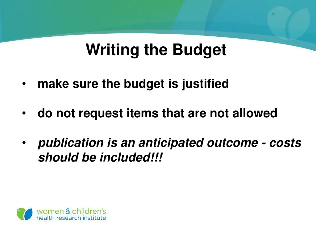 writing the budget