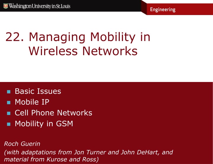 22 managing mobility in wireless networks
