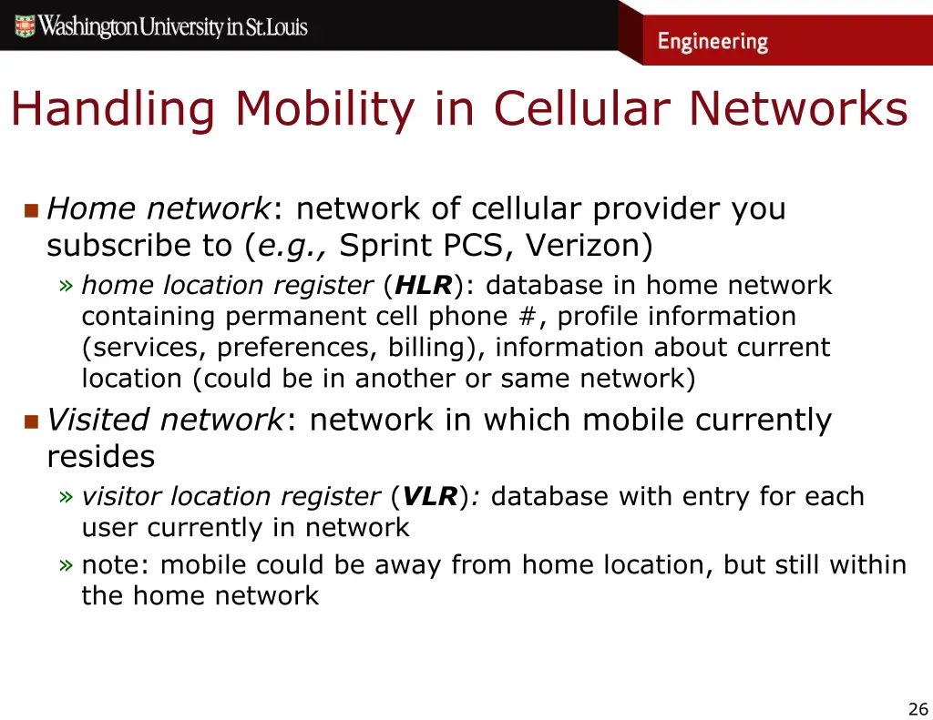 handling mobility in cellular networks