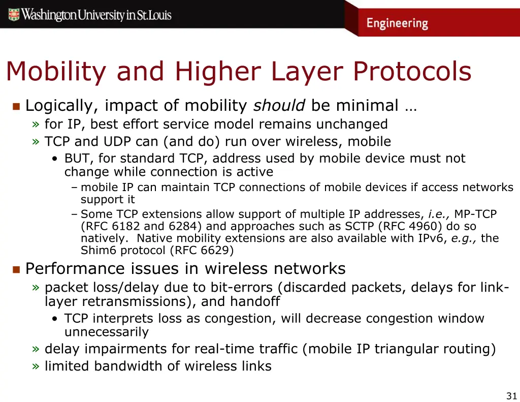 mobility and higher layer protocols