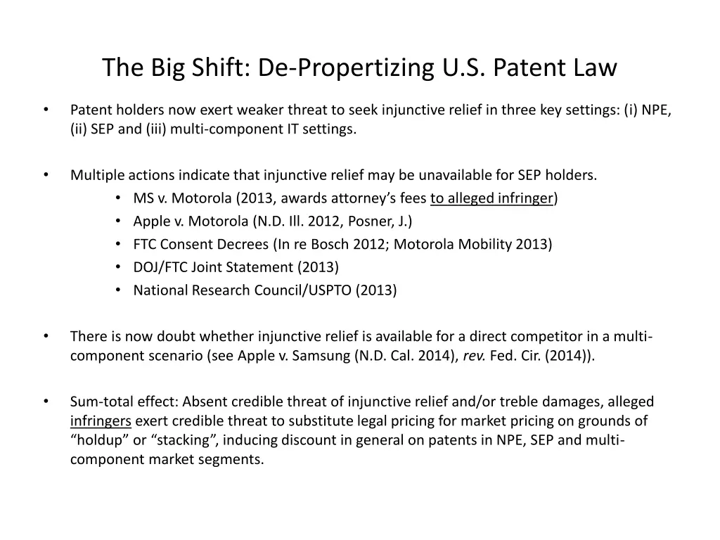 the big shift de propertizing u s patent law