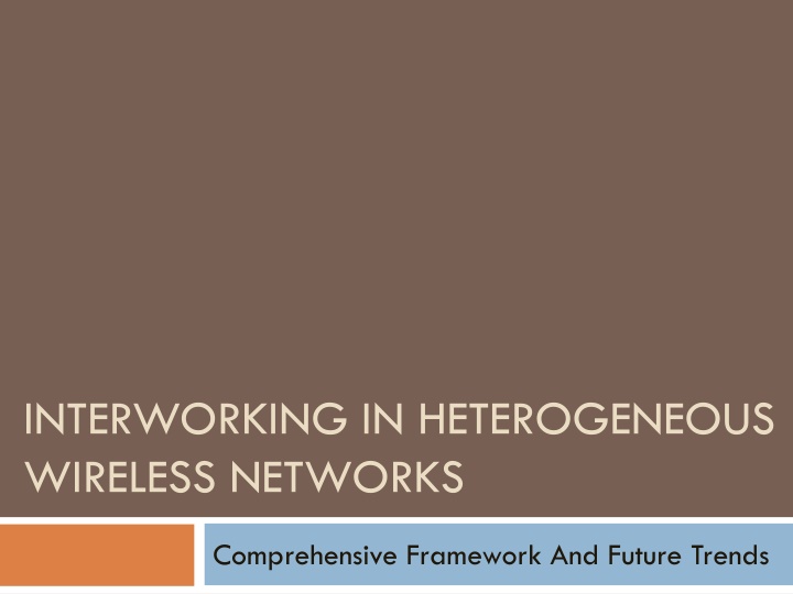 interworking in heterogeneous wireless networks