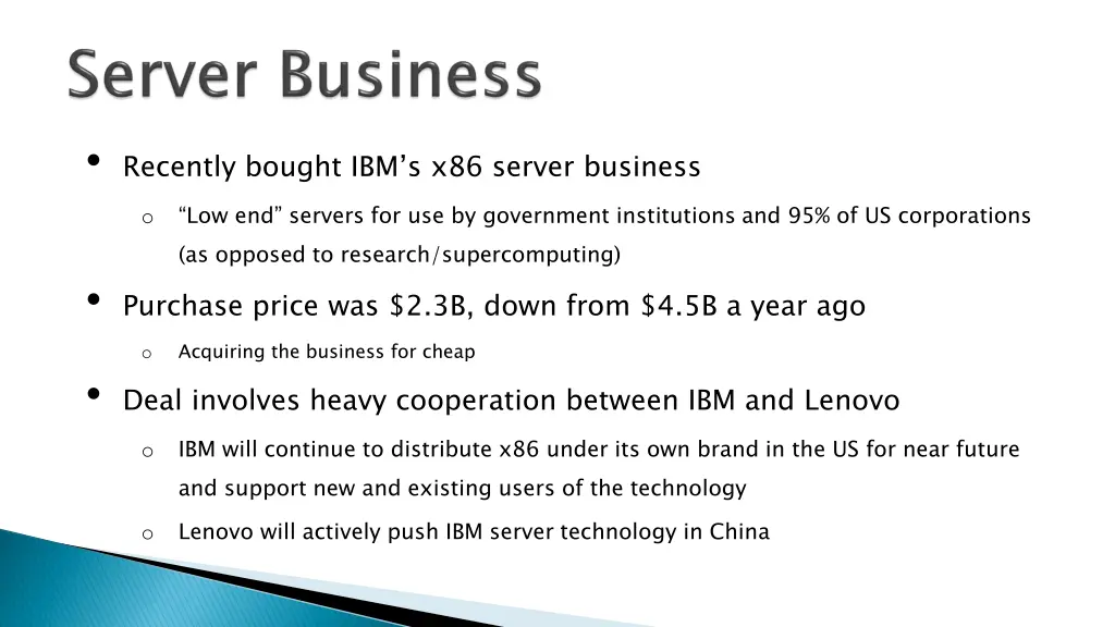 recently bought ibm s x86 server business