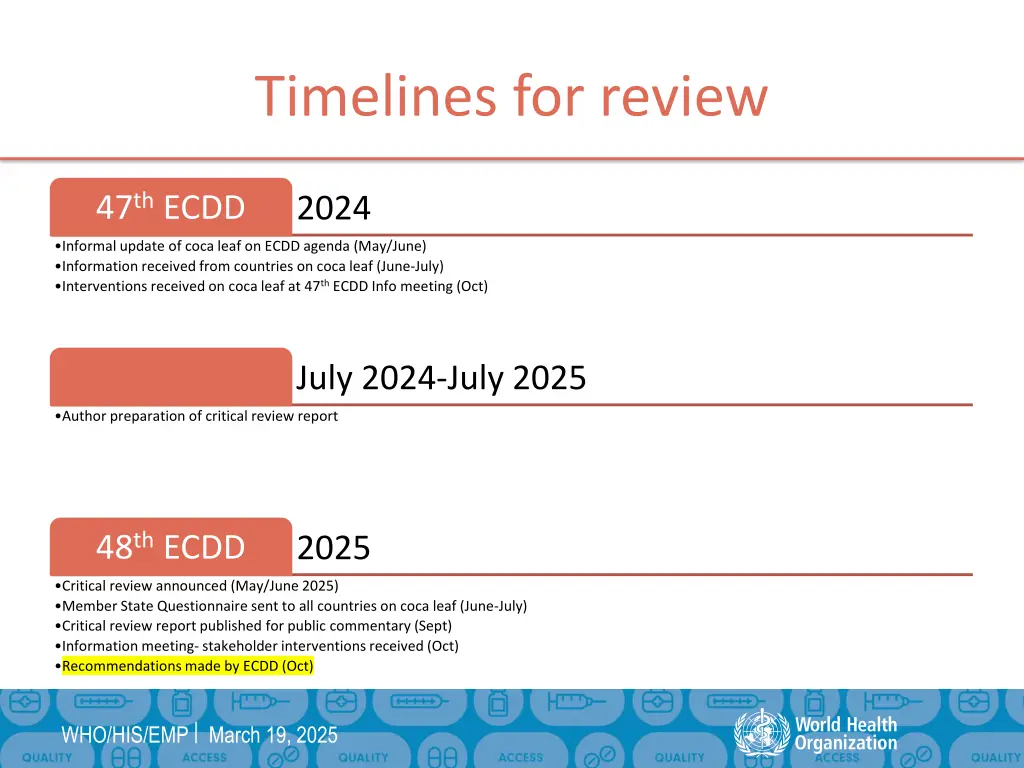 timelines for review