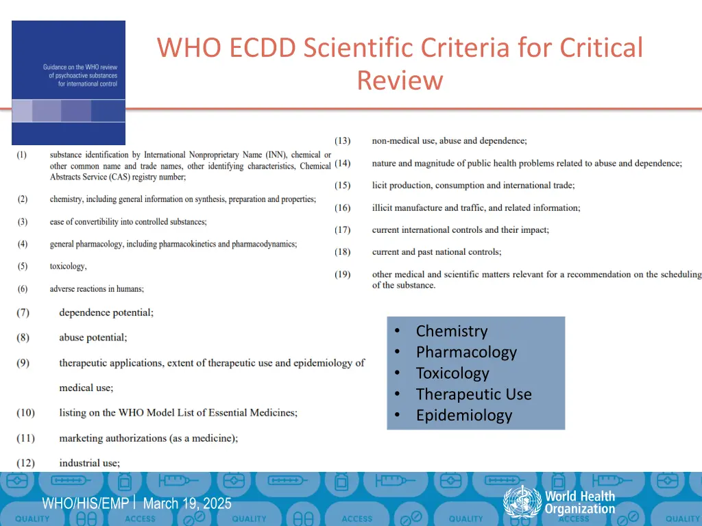 who ecdd scientific criteria for critical review