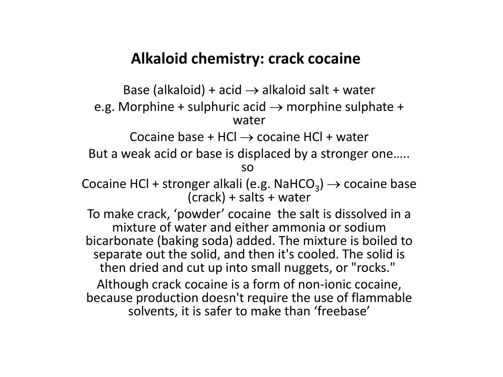 alkaloid chemistry crack cocaine