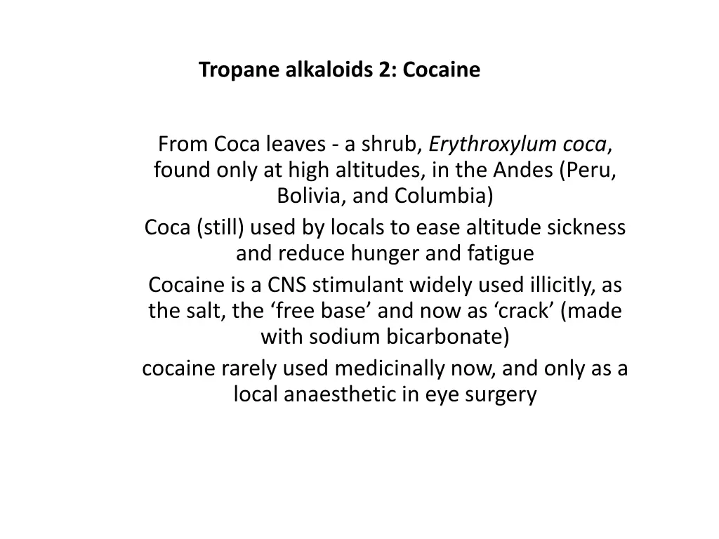 tropane alkaloids 2 cocaine