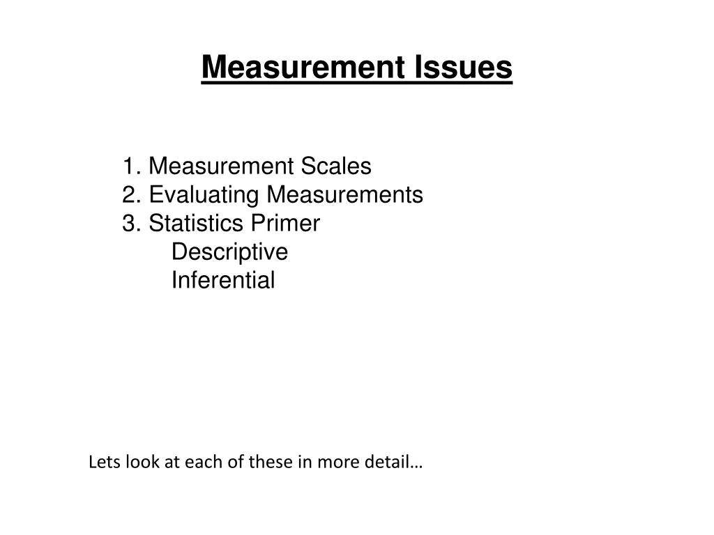 measurement issues