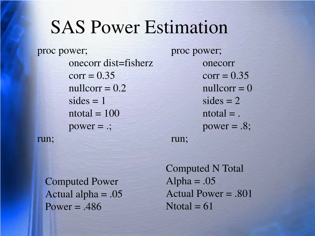 sas power estimation