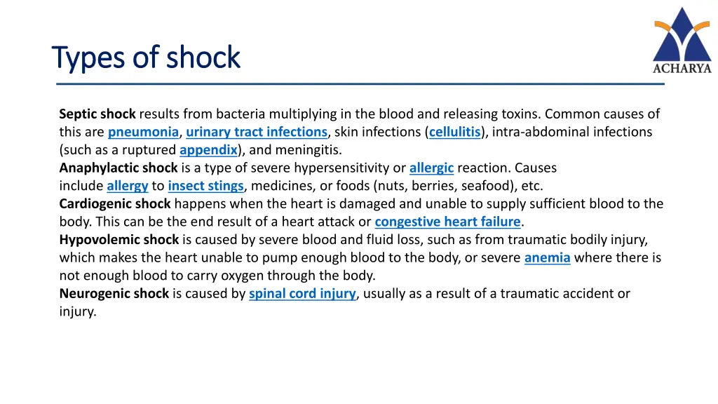types of shock types of shock